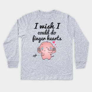 Elephant sighing and wishing they could do finger hearts - Kawaii Kids Long Sleeve T-Shirt